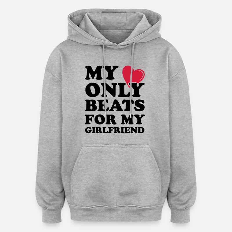 my_heart_beats_for01 - Sweat à capuche oversize unisexe - gris chiné