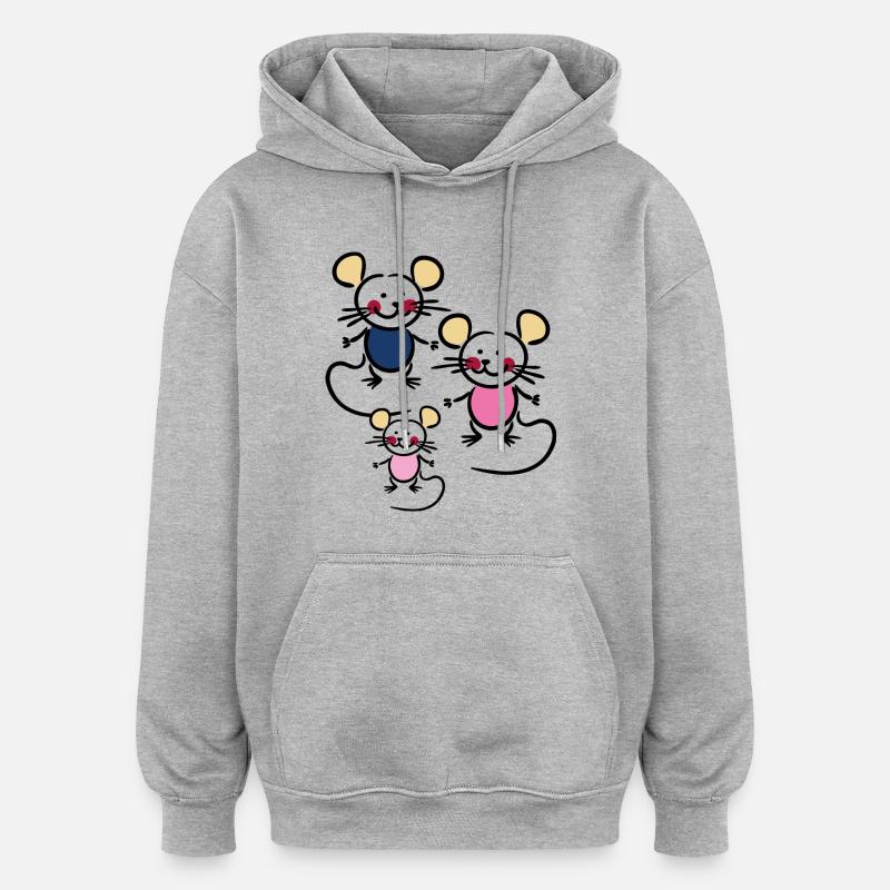 Souris - Sweat à capuche oversize unisexe - gris chiné