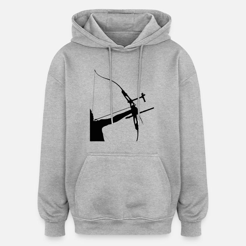 ArcLab Archer arc classique RecurveArcher-B - Sweat à capuche oversize unisexe - gris chiné