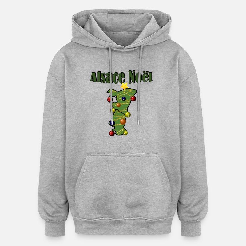 Alsace Noël Sapin - Sweat à capuche oversize unisexe - gris chiné