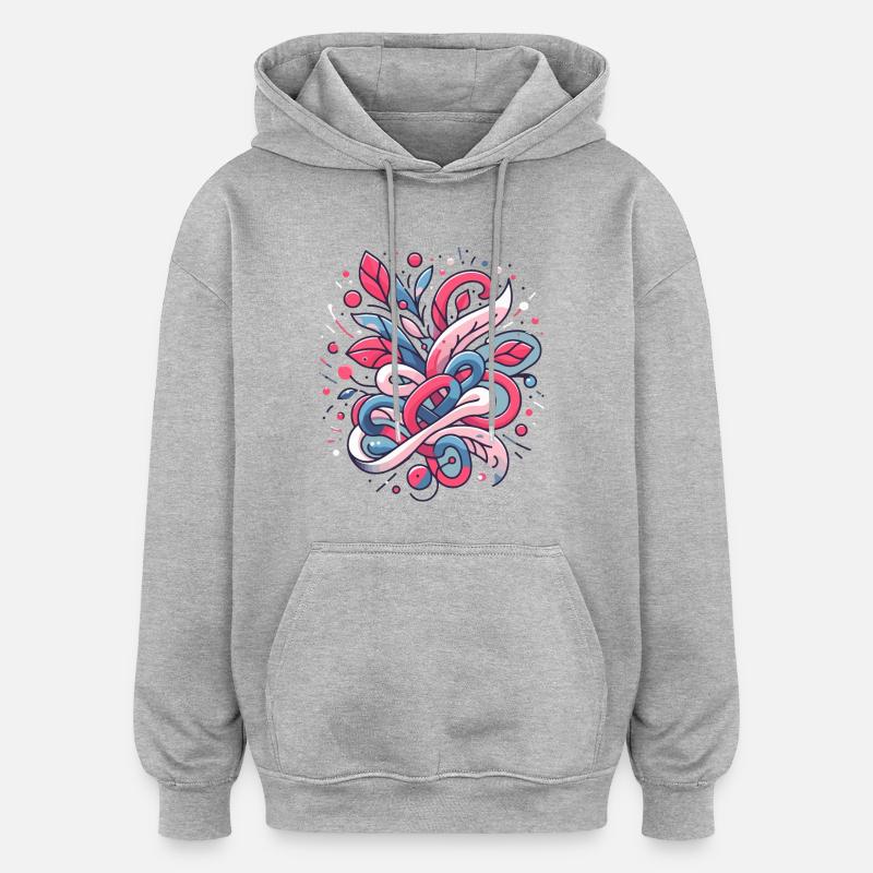 Abstract Floral Pattern - Oversized Unisex Hoodie - heather grey