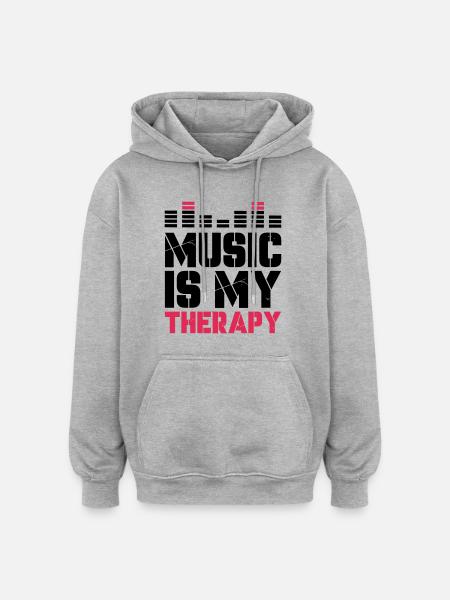 music is my therapy - Oversized Unisex Hoodie - heather grey