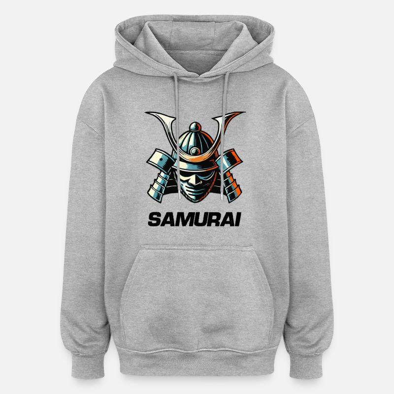 Masque de samouraï - Sweat à capuche oversize unisexe - gris chiné
