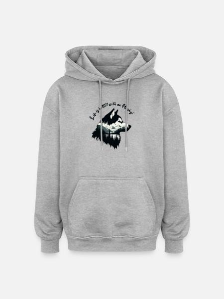 Rauque - Sweat à capuche oversize unisexe - gris chiné