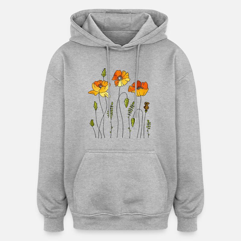 Fleur - Sweat à capuche oversize unisexe - gris chiné