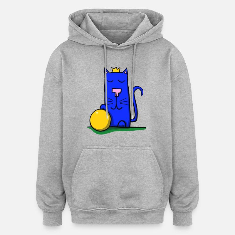 Chat avec couronne - Sweat à capuche oversize unisexe - gris chiné