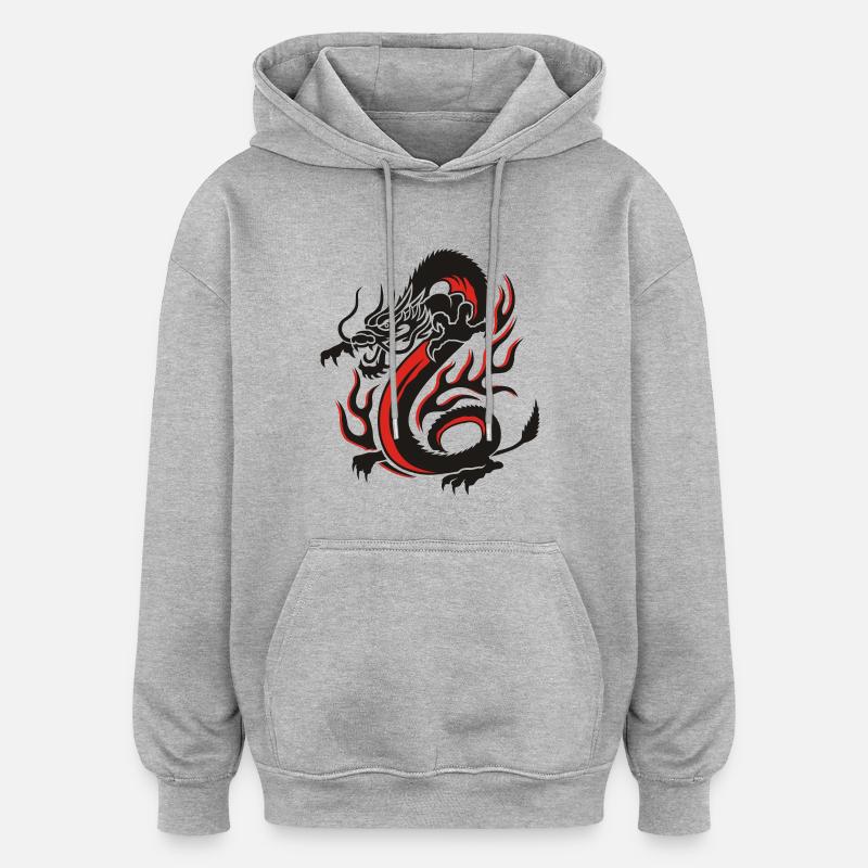 DRAGON ... - Sweat à capuche oversize unisexe - gris chiné