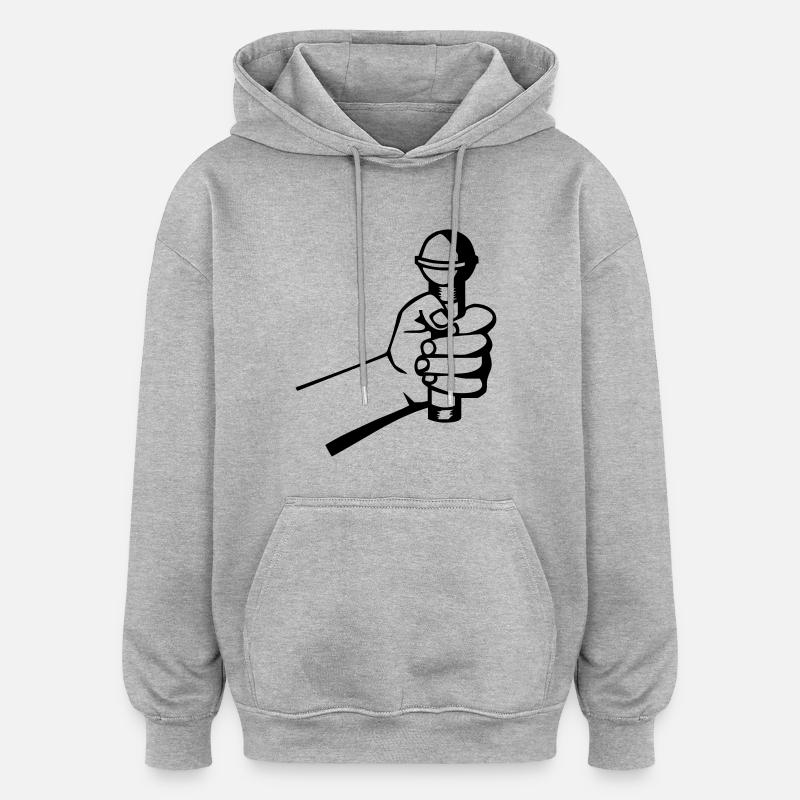 Micro Hand - Sweat à capuche oversize unisexe - gris chiné