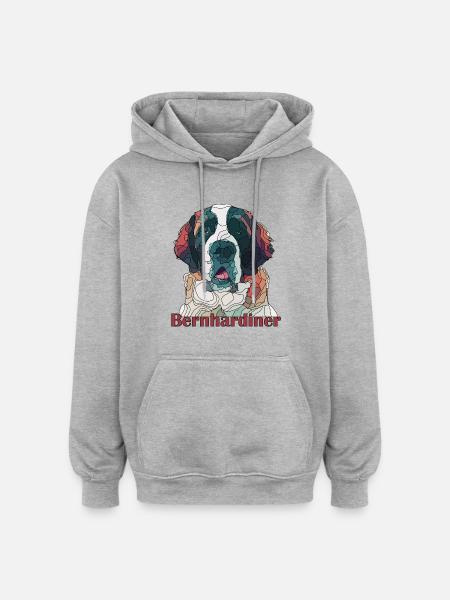 Saint-bernard - Sweat à capuche oversize unisexe - gris chiné