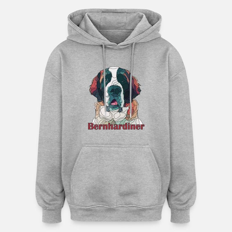 bernhardiner - Oversized Unisex Hoodie - Grau meliert