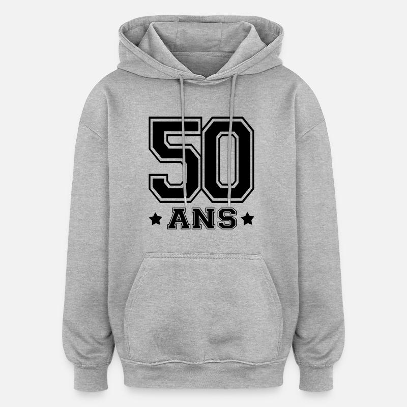 50 ANS - Sweat à capuche oversize unisexe - gris chiné