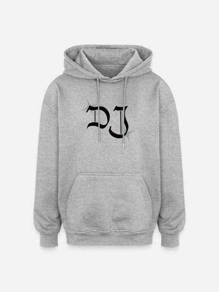 DJ monogram - Oversized Unisex Hoodie - heather grey