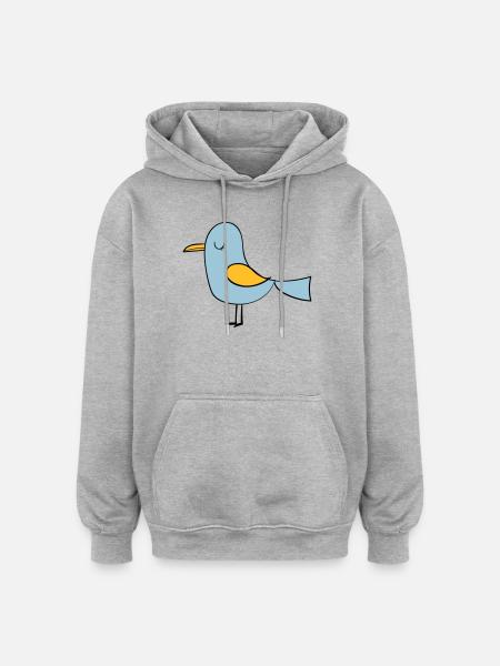 oiseau - Sweat à capuche oversize unisexe - gris chiné