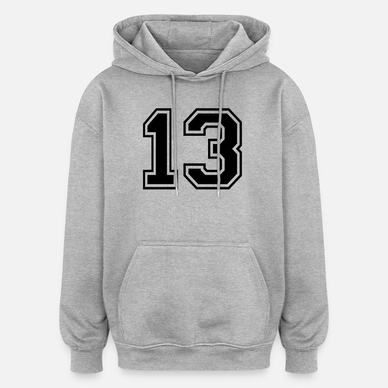 13 - Oversized Unisex Hoodie - Grau meliert