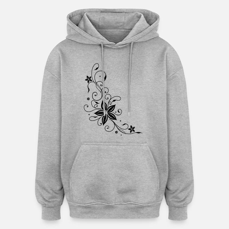 Tribal avec des fleurs - Sweat à capuche oversize unisexe - gris chiné