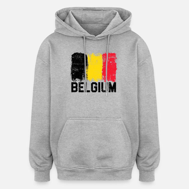 Coups de pinceau du drapeau belge - Sweat à capuche oversize unisexe - gris chiné