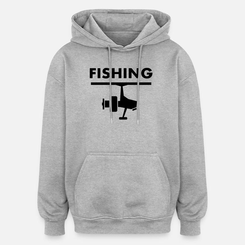 Pêche Pêcheur pêche - Sweat à capuche oversize unisexe - gris chiné