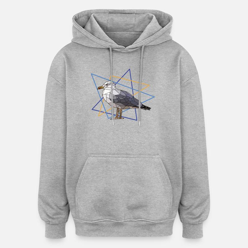 Mouette - Sweat à capuche oversize unisexe - gris chiné