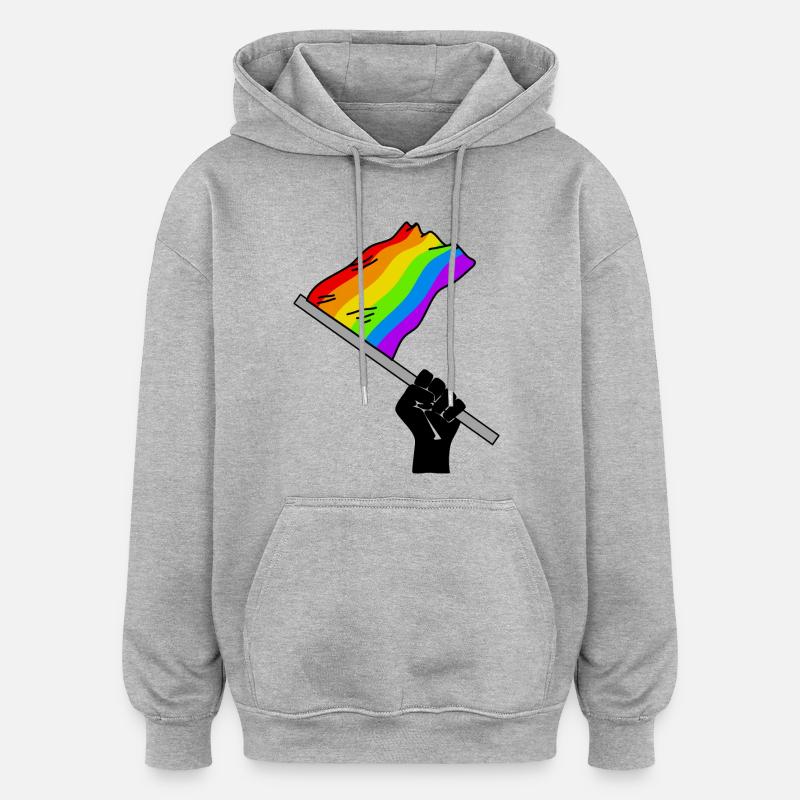 Pride month arc-en-ciel drapeau Faust - Sweat à capuche oversize unisexe - gris chiné