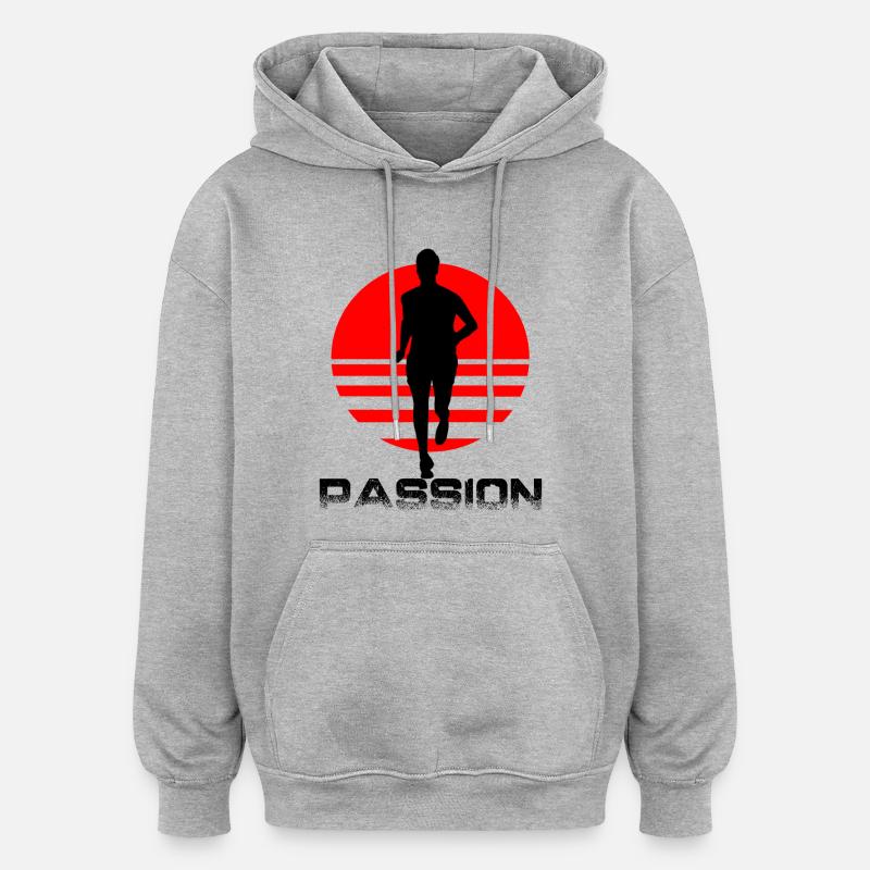 Runner - Sweat à capuche oversize unisexe - gris chiné