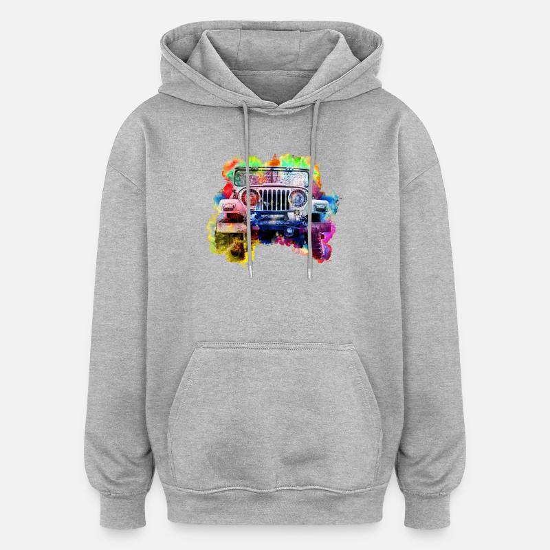 Jeep - Sweat à capuche oversize unisexe - gris chiné