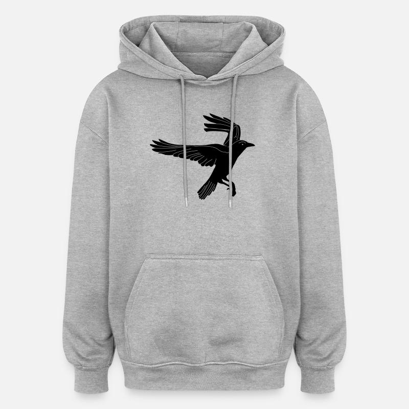 Corbeau - Sweat à capuche oversize unisexe - gris chiné