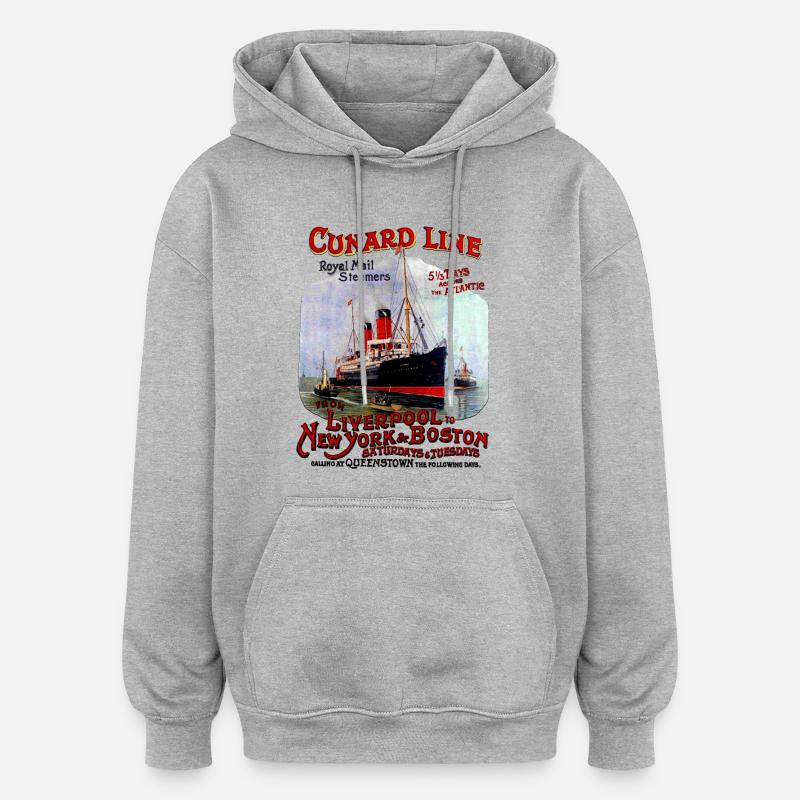 PAQUEBOT TRANSATLANTIC CREATION LOUIS RUNEMBERG - Sweat à capuche oversize unisexe - gris chiné