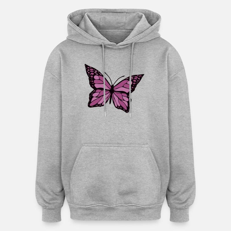 Schmetterling - Oversized Unisex Hoodie - Grau meliert