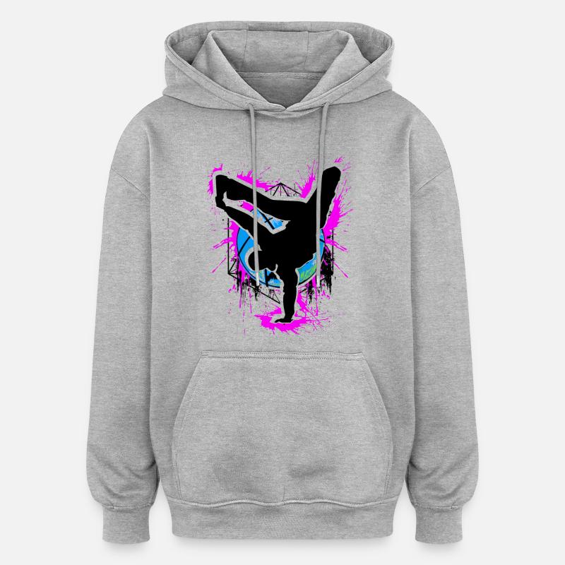 Breakdance - Breakdancer - Breakdancing - BBoy - Felpa con cappuccio unisex oversize - grigio melange
