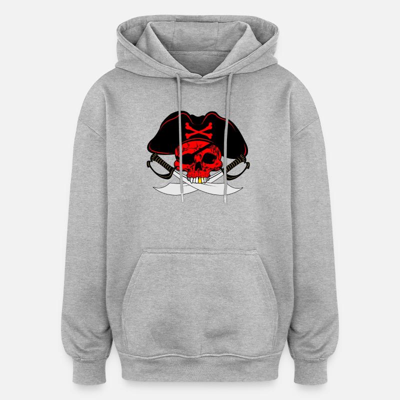 Roter Pirat - Oversized Unisex Hoodie - Grau meliert