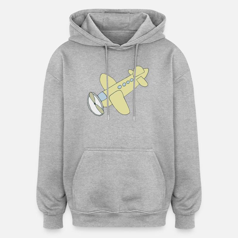 Bande dessinée d’avion - Sweat à capuche oversize unisexe - gris chiné