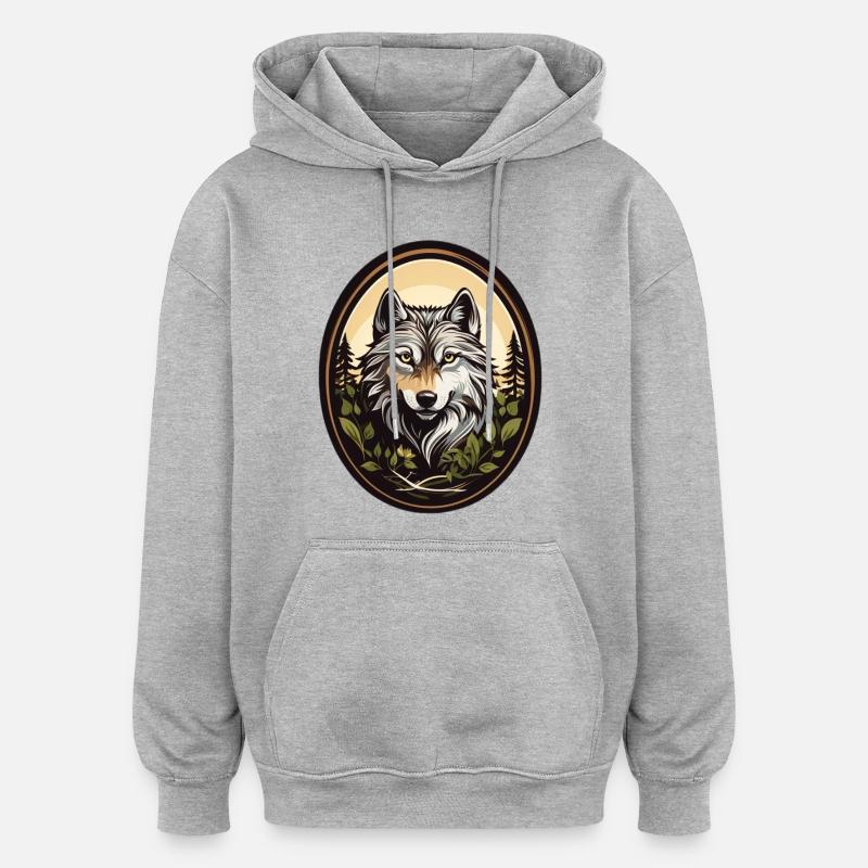 Waldbewohner Wolf - Oversized Unisex Hoodie - Grau meliert
