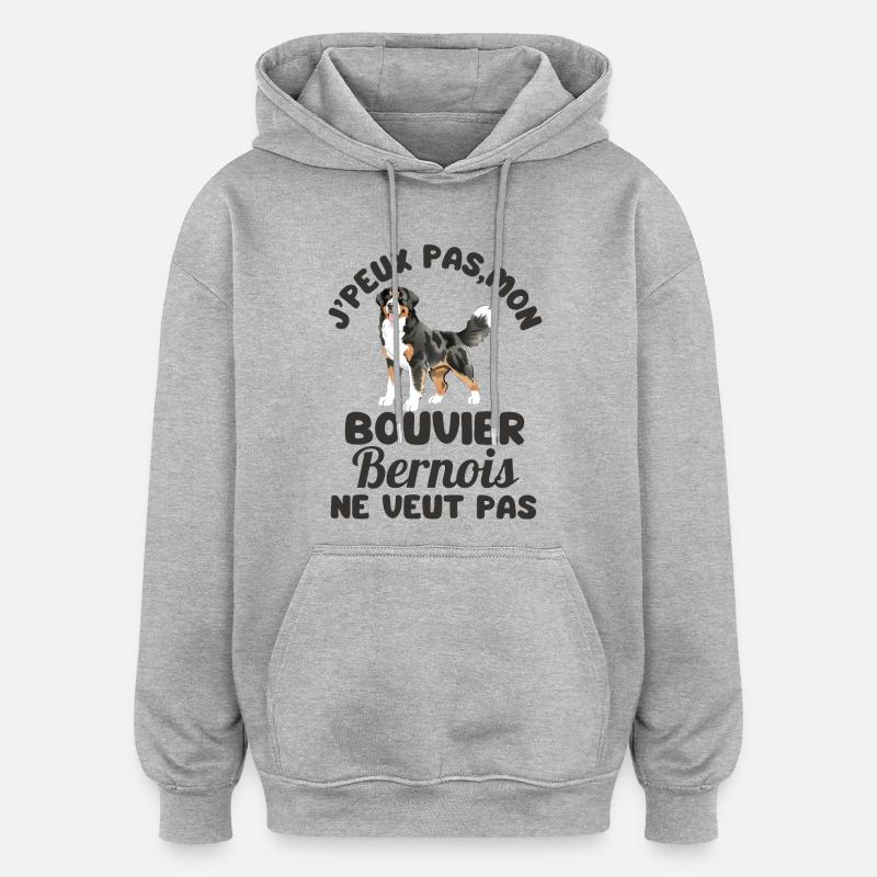 bouvier bernois chien mignon 2 - Sweat à capuche oversize unisexe - gris chiné