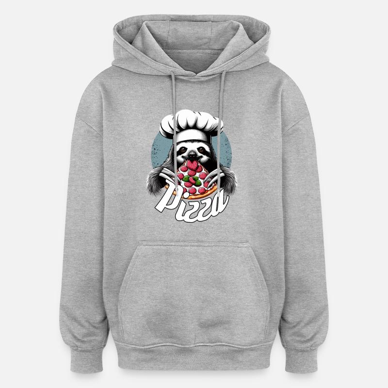 Pizza Yummy Sloth Gift - Oversized Unisex Hoodie - heather grey