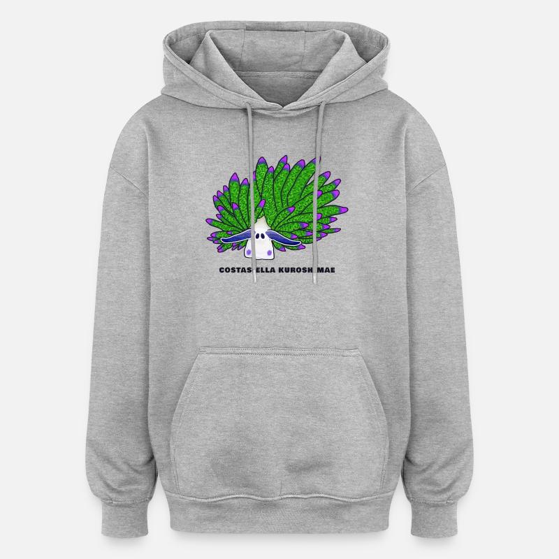 Escargot De Mouton Feuille, Dessin - Sweat à capuche oversize unisexe - gris chiné
