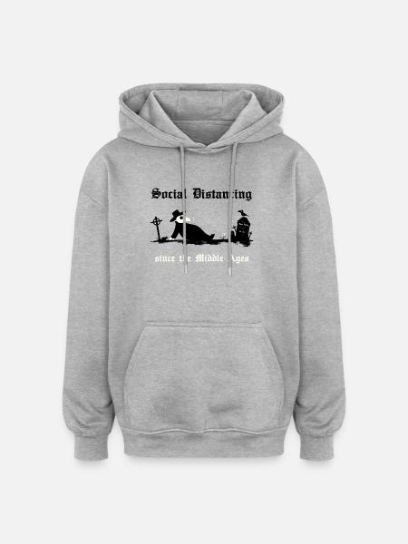 Black Death Social Distancing - Oversized Unisex Hoodie - heather grey