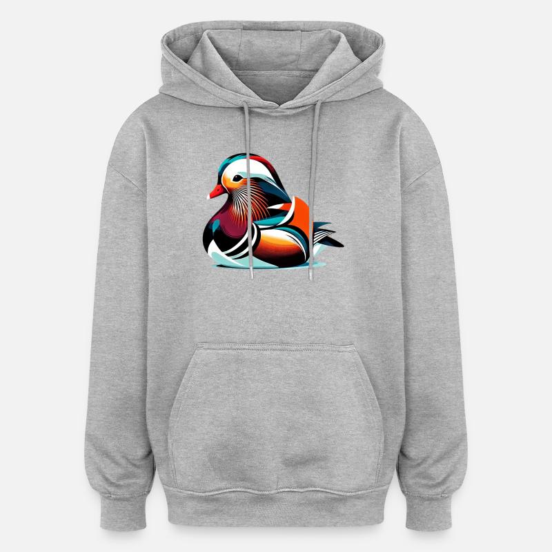 Canard mandarin - Sweat à capuche oversize unisexe - gris chiné