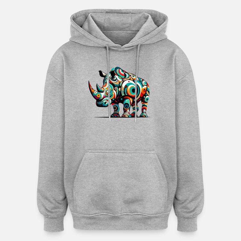 Rhinocéros - Sweat à capuche oversize unisexe - gris chiné