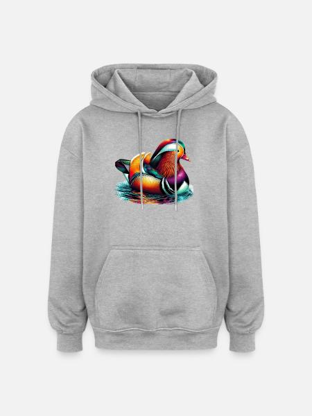 Mandarin duck - Oversized Unisex Hoodie - heather grey