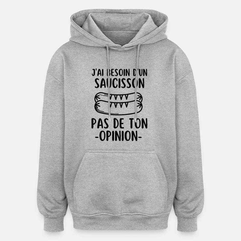 Humour saucisson - Sweat à capuche oversize unisexe - gris chiné