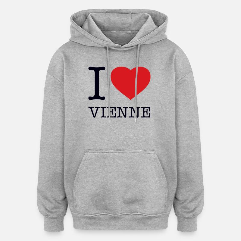 J’ADORE VIENNE - Sweat à capuche oversize unisexe - gris chiné