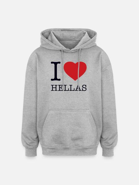 I LOVE HELLAS - Oversized Unisex Hoodie - heather grey