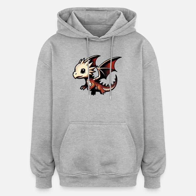 Drache - Oversized Unisex Hoodie - Grau meliert