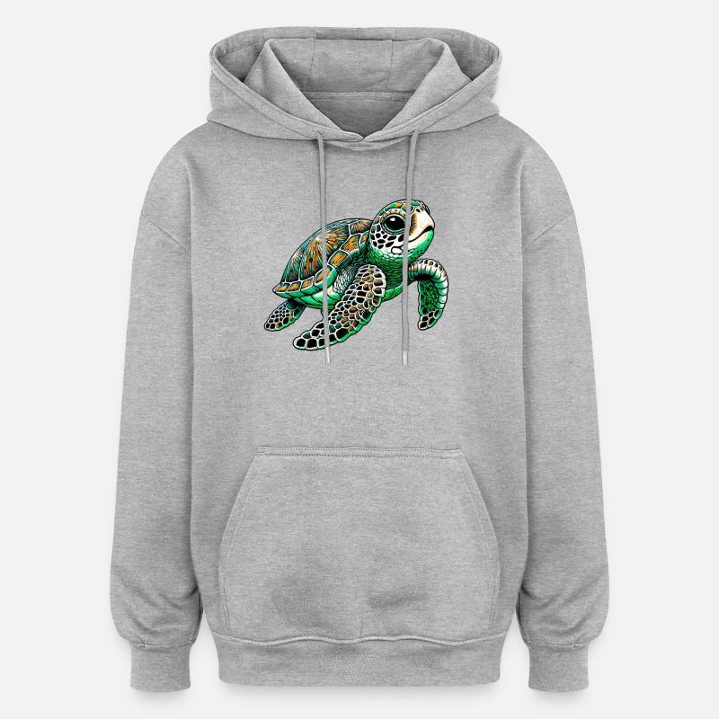 Schildkröte - Oversized Unisex Hoodie - Grau meliert