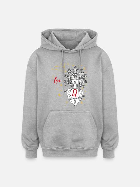 Leo - Sweat à capuche oversize unisexe - gris chiné