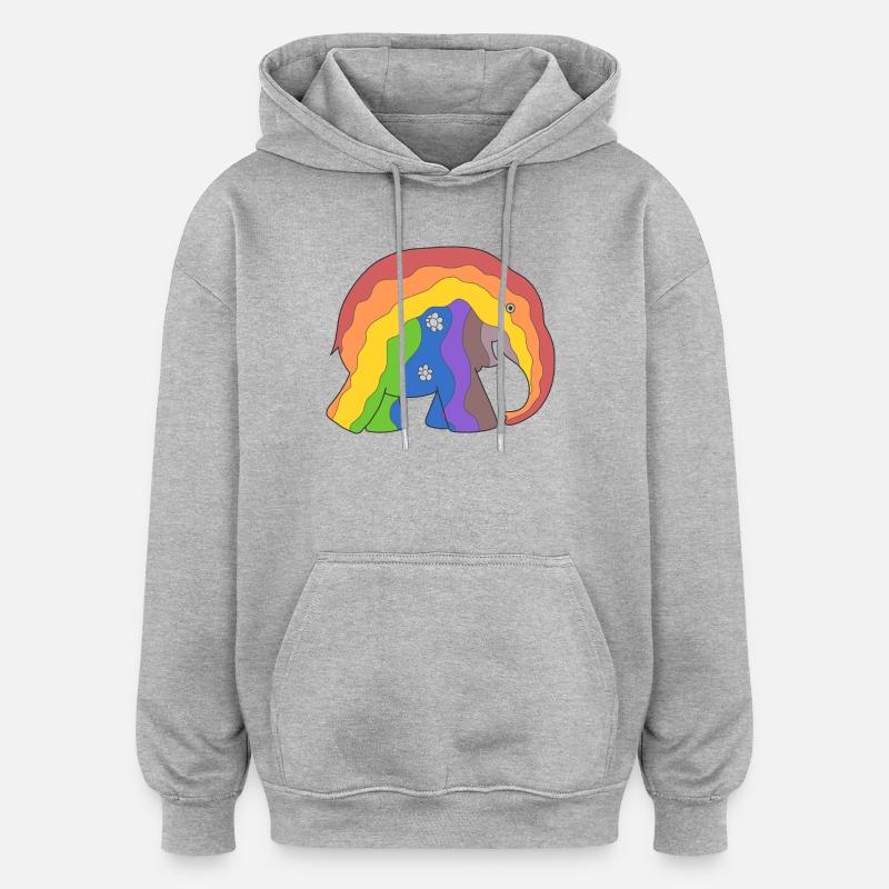 Éléphant - Sweat à capuche oversize unisexe - gris chiné