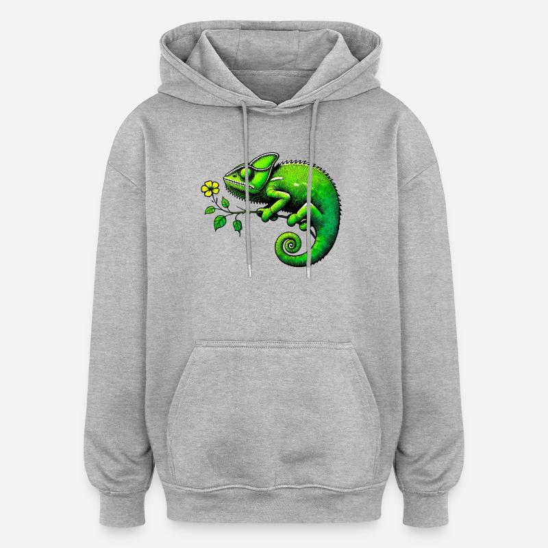 Chamäleon - Oversized Unisex Hoodie - Grau meliert