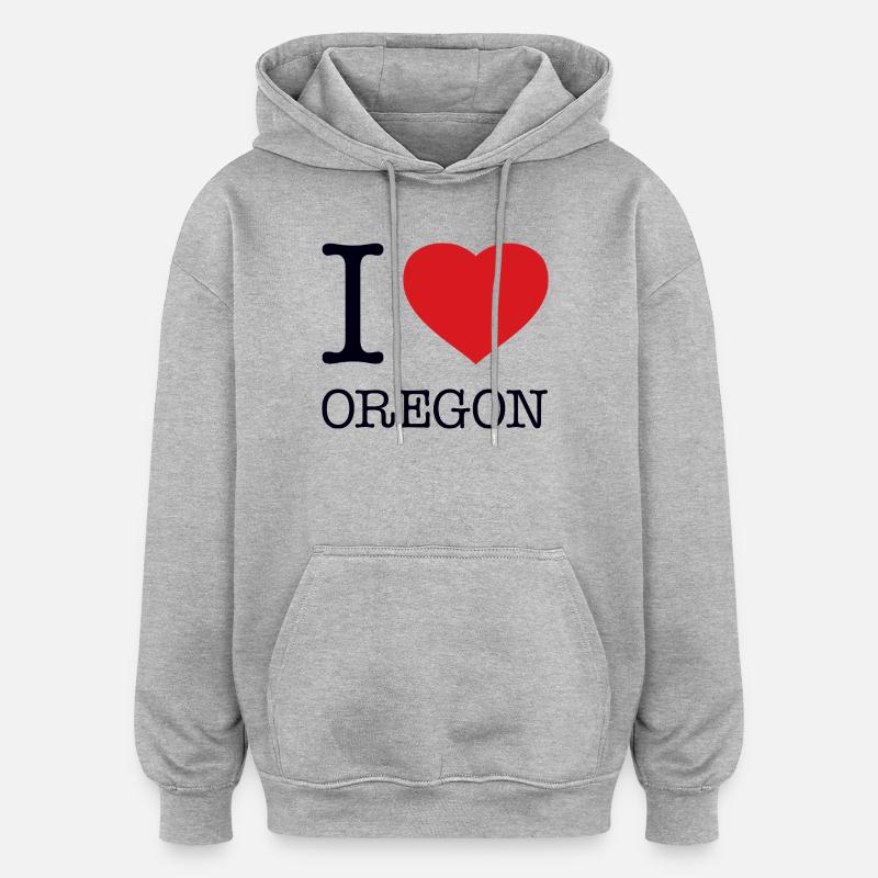 J’ADORE L’OREGON - Sweat à capuche oversize unisexe - gris chiné