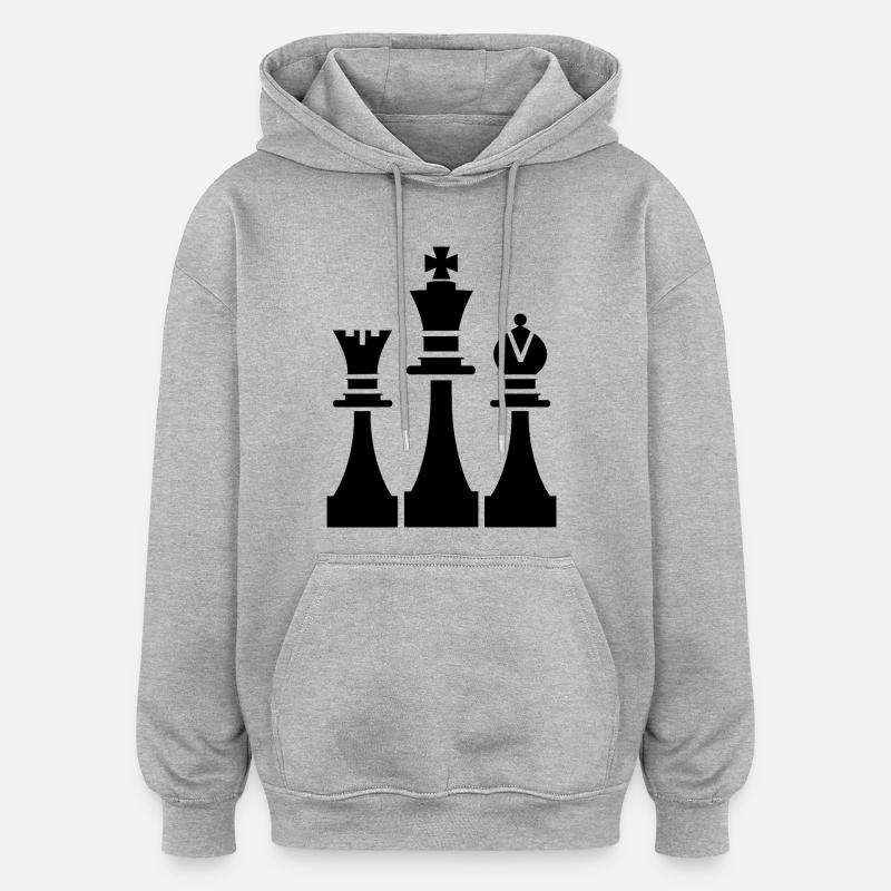 Graphiques de pièces d’échecs - Sweat à capuche oversize unisexe - gris chiné