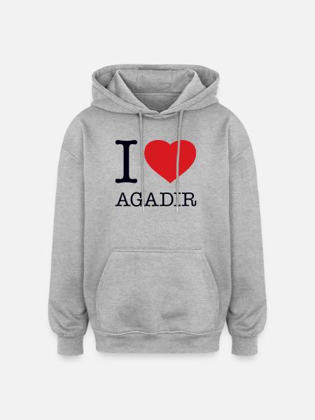 J’ADORE AGADIR - Sweat à capuche oversize unisexe - gris chiné